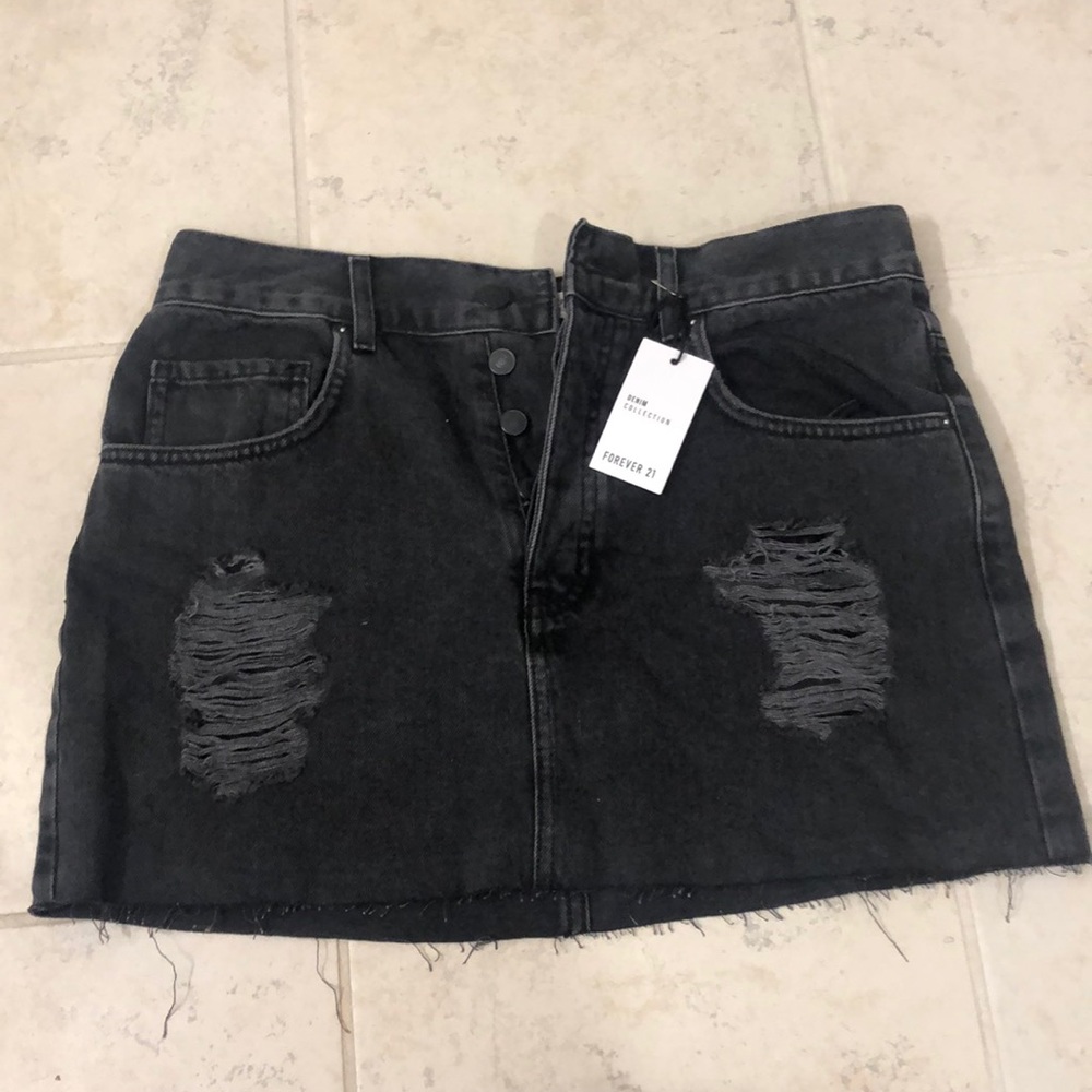 Black Denim Ripped Skirt *Brand New* *Never Worn*